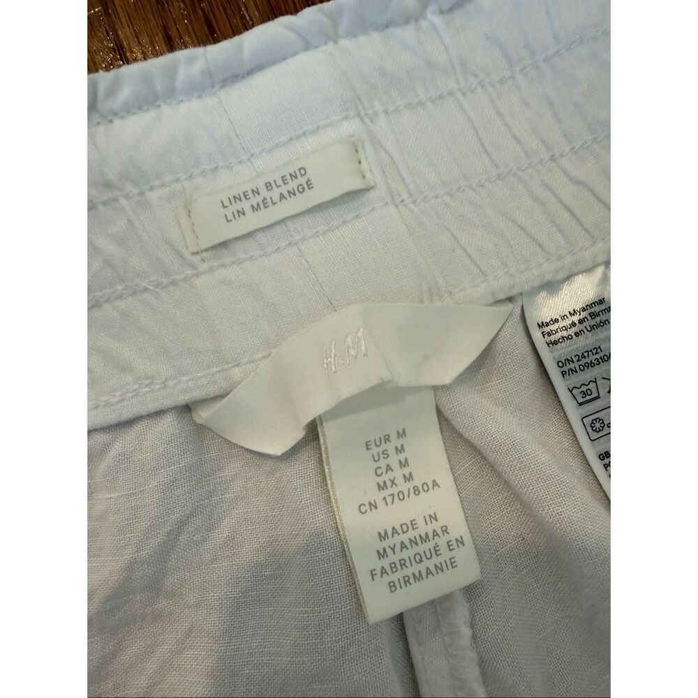 H&M linen blend wide leg pull on pant size M - Picture 4 of 6